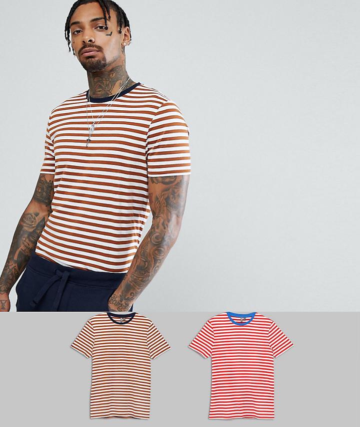 Asos Striped T-shirt 2 Pack Save - Multi