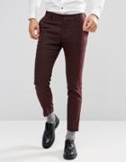Jack & Jones Premium Slim Suit Pants In Herringbone Tweed - Red