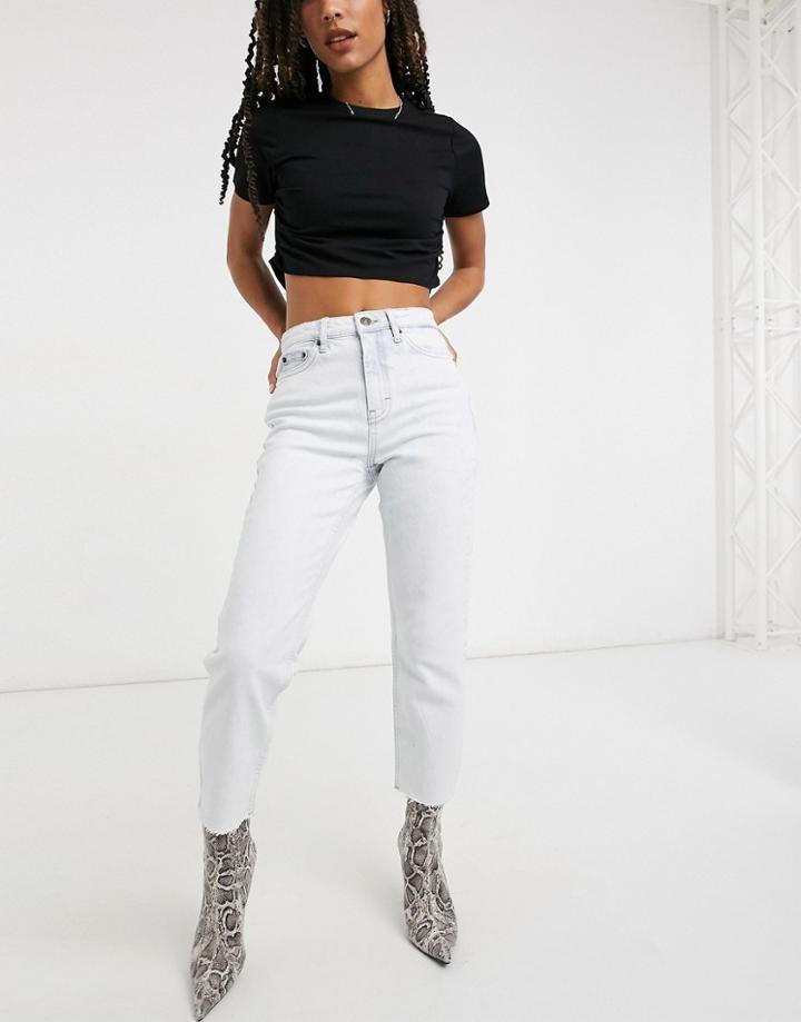 Topshop Straight Leg Jeans In Super Bleach Wash-blue