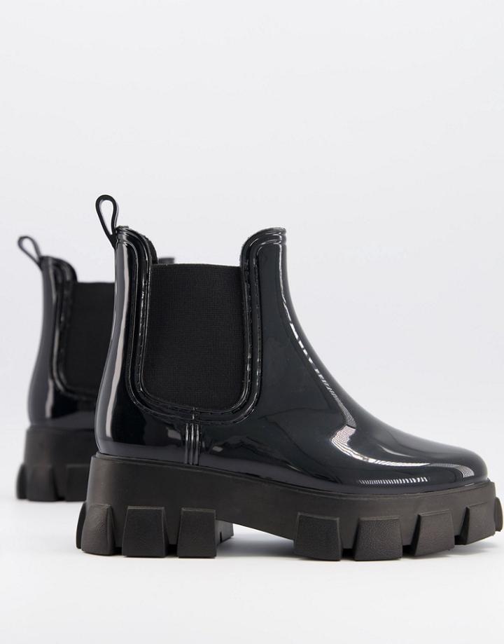 Asos Design Giana Chunky Chelsea Rain Boots In Black