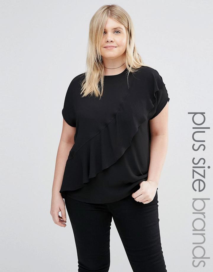 Junarose Frill Detail Woven Top - Black
