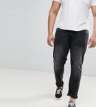 Duke Plus Tapered Fit Jeans In Grey Stonewash With Stretch - Gray