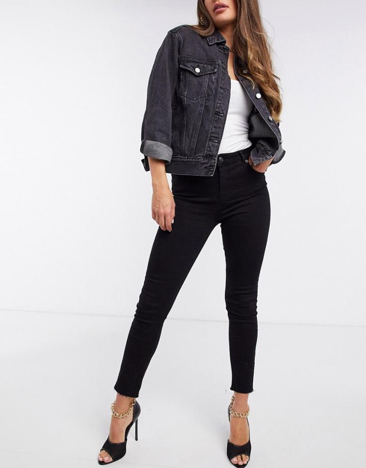 Na-kd Zip Detail High-waisted Skinny Jeans In Black