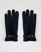 Asos Leather Gloves In Green Check - Green