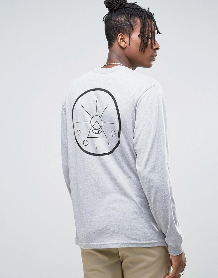 Poler Long Sleeve Tee With Back Print - Gray