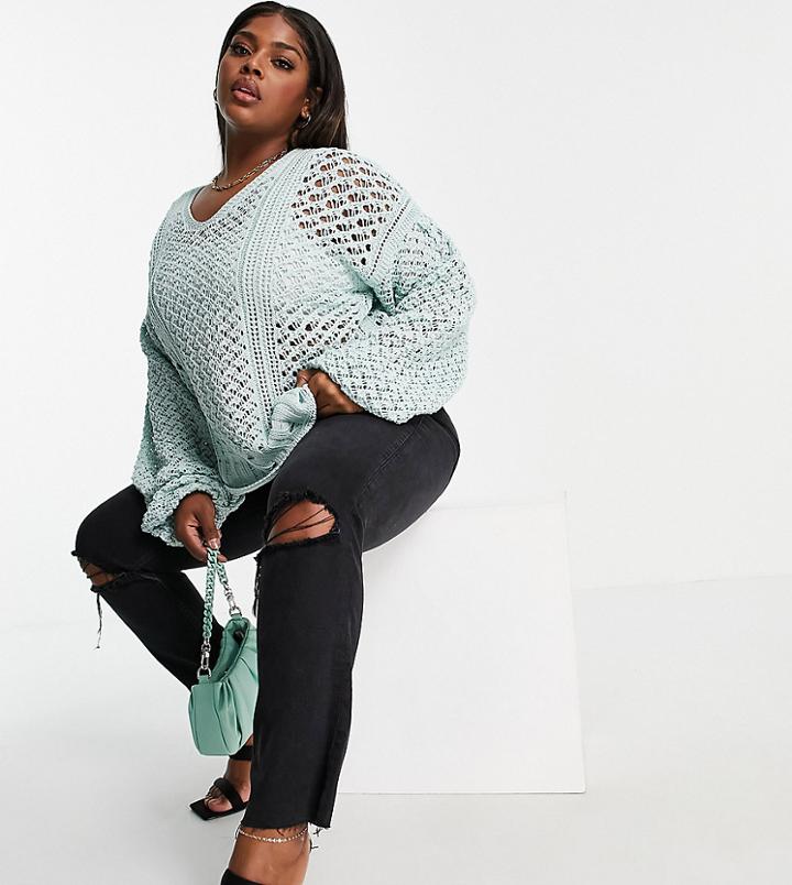 In The Style Plus X Lorna Luxe Knitted Sweater In Green