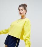 Reclaimed Vintage Inspired Overdyed Cropped Sweat With Raw Hem - Yellow