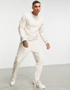 Asos Design Set Sweatshirt In Smart Textured Check-neutral