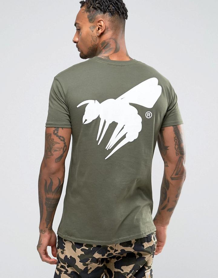 Abuze London Back Print Wasp T-shirt - Green