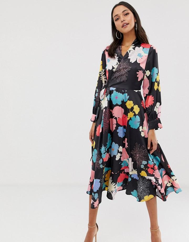 Forever Unique Floral Wrap Dress - Multi