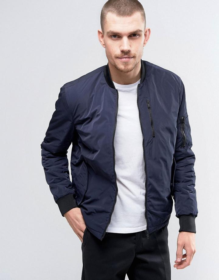 Kiomi Padded Bomber Jacket - Navy