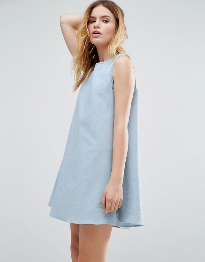 Native Youth Japanese Tack Stitch Tent Dress - Blue