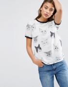 Asos T-shirt With Cat Print - White