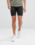 11 Degrees Super Skinny Denim Shorts In Black - Black