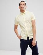 Asos Design Skinny Shirt In Yellow With Short Sleeves - Yellow