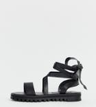 Asos Design Wide Fit Faster Leather Chunky Tie Leg Sandals - Black