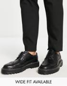 Asos Design Chunky Sole Brogue Shoes In Black Leather