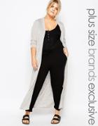 One Day Plus Longline Cardi - Gray