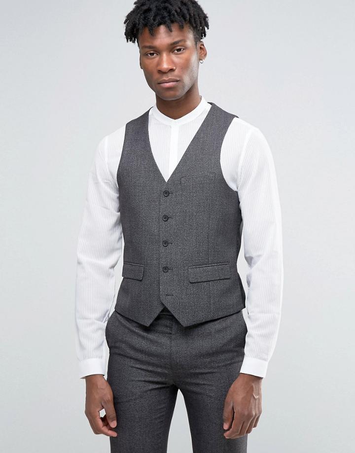 Harry Brown Slim Fit Vest In Gray - Gray