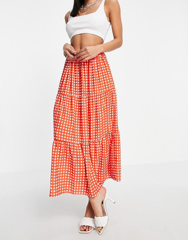 Twisted Wunder Mini Skirt With Slit In Oversized Red And Blue Floral-multi