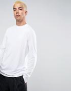 Weekday Jake Rib Long Sleeve T-shirt - White