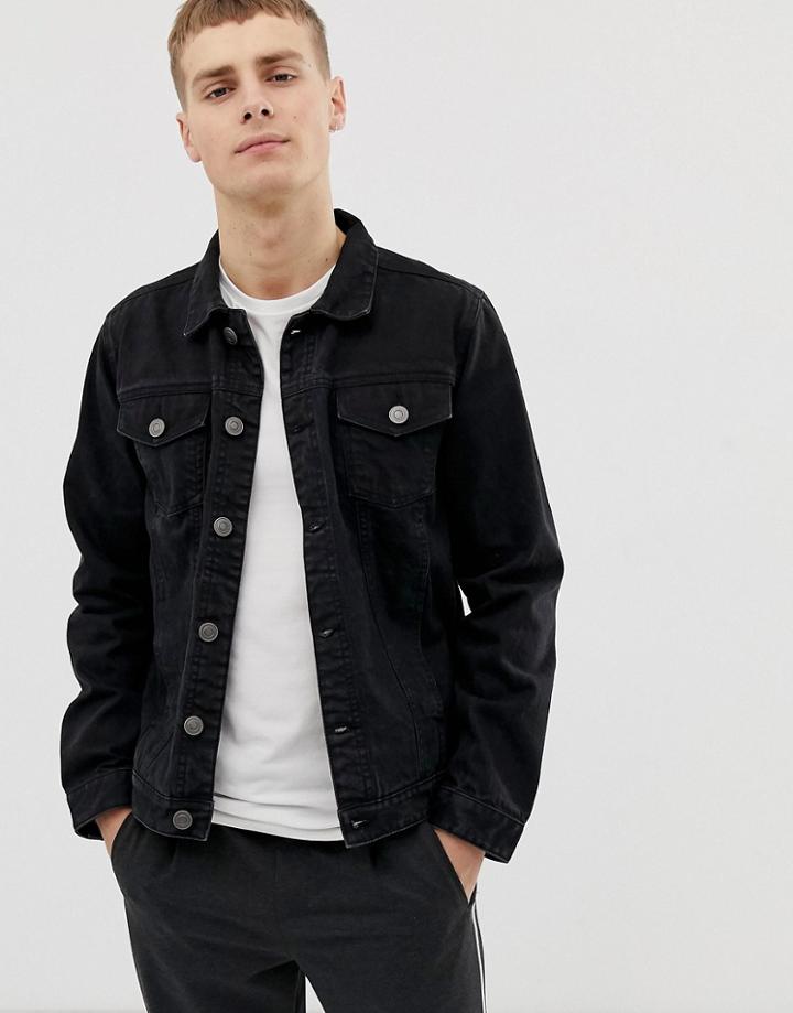 Brave Soul Slim Fit Denim Jacket In Black Wash - Black