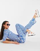 Asos Design Matching Knit Wide Leg Pants In Space Dye In Blue-blues