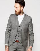 Heart & Dagger Tweed Blazer In Skinny Fit - Light Gray