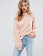 New Look Balloon Sleeve Sweatshirt Sweater - Pink