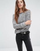 Brave Soul Twist Knit Sweater - Gray