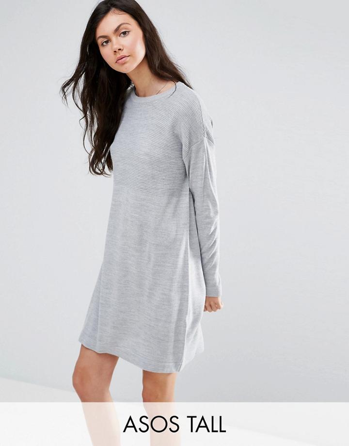 Asos Tall Sweater Dress In Rib - Gray
