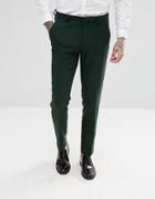 Asos Wedding Skinny Suit Pants In Forest Green Herringbone - Green