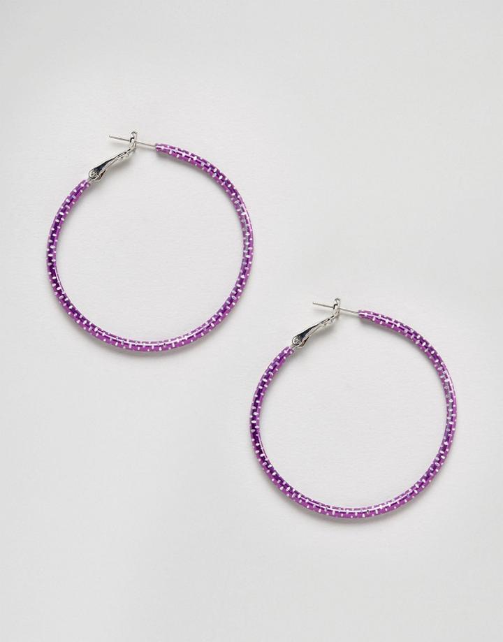 Monki Glitter Hoops - Purple
