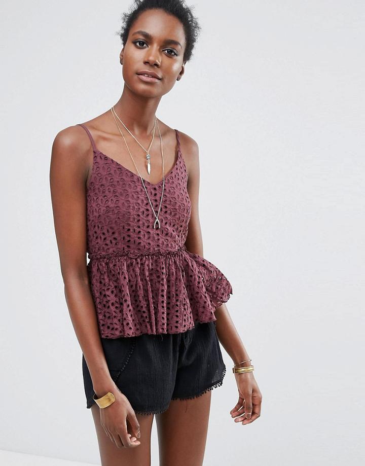 First & I Peplum Cami Top - Purple