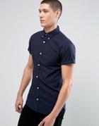 Jack & Jones Premium Slim Short Sleeve Oxford Shirt - Navy