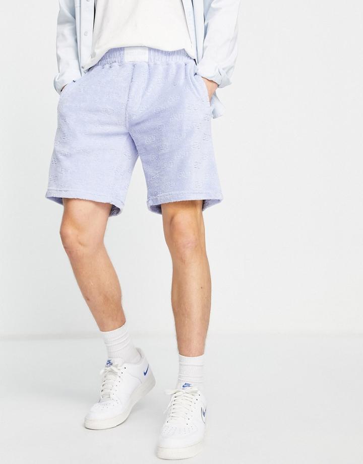 Sixth June Shorts In Light Blue Towelling With Logo Embossing - Part Of A Set