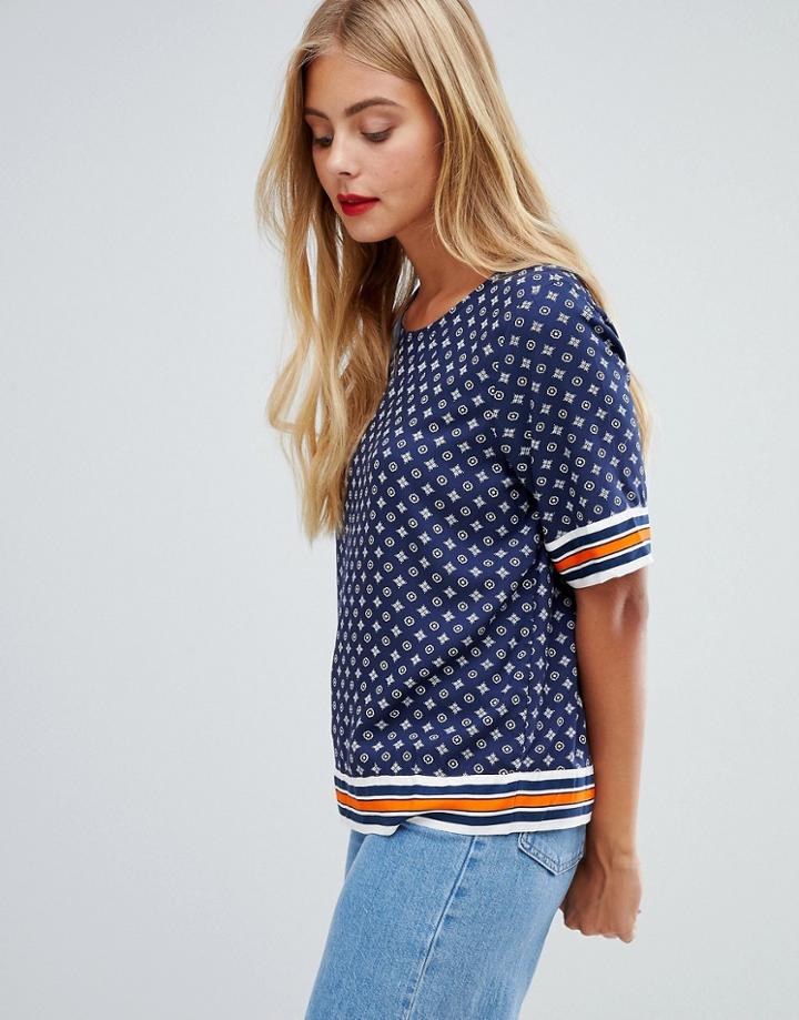 Jdy Berlin Printed Top - Navy