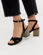 Park Lane Heeled Sandals With Raffia Heel-black