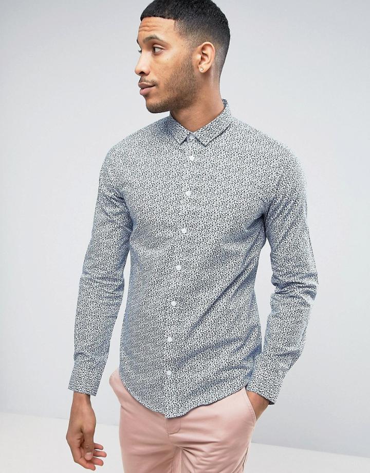 Casual Friday Shirt In Ditsy Print - Blue