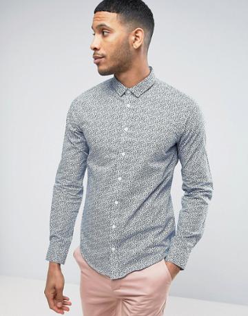 Casual Friday Shirt In Ditsy Print - Blue