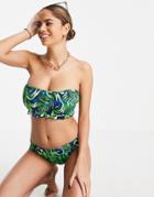 Pour Moi Fuller Bust Free Spirit Strapless Bikini Top In Tropical Print-multi
