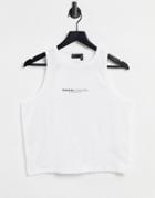 Asos Weekend Collective Curve Sleeveless Tank In Rib With Logo In White