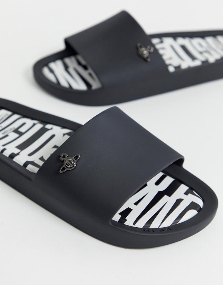 Vivienne Westwood For Melissa Orb Slides In Black - Black