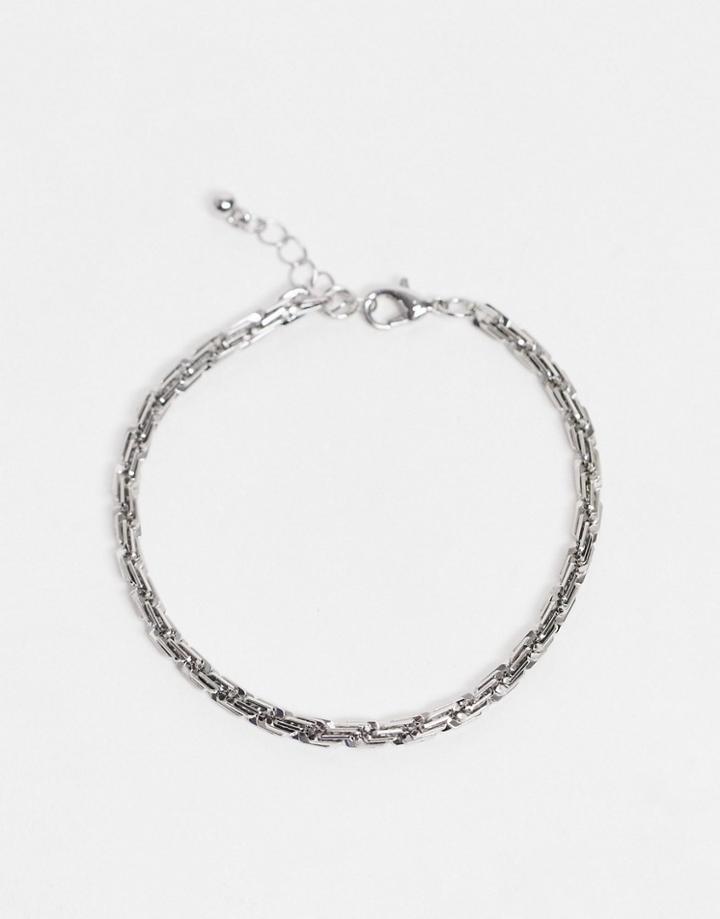 Asos Design Slim 3mm Vintage Inspired Chain Bracelet In Silver Tone