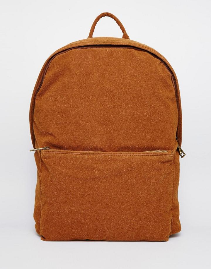 Asos Backpack In Faux Suede - Tan