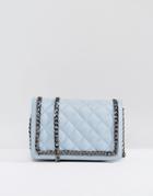 Asos Leather Quilted Chain Shoulder Bag - Blue