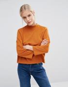 Monki Jersey High Neck Top - Orange