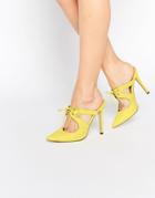 Asos Play To Win Pointed Heeled Mules - Chartreuse