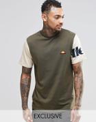 Ellesse T-shirt With Contrast Sleeves - Khaki