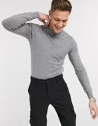 Gianni Feraud Premium Muscle Fit Stretch Turtleneck Fine Gauge Sweater-grey
